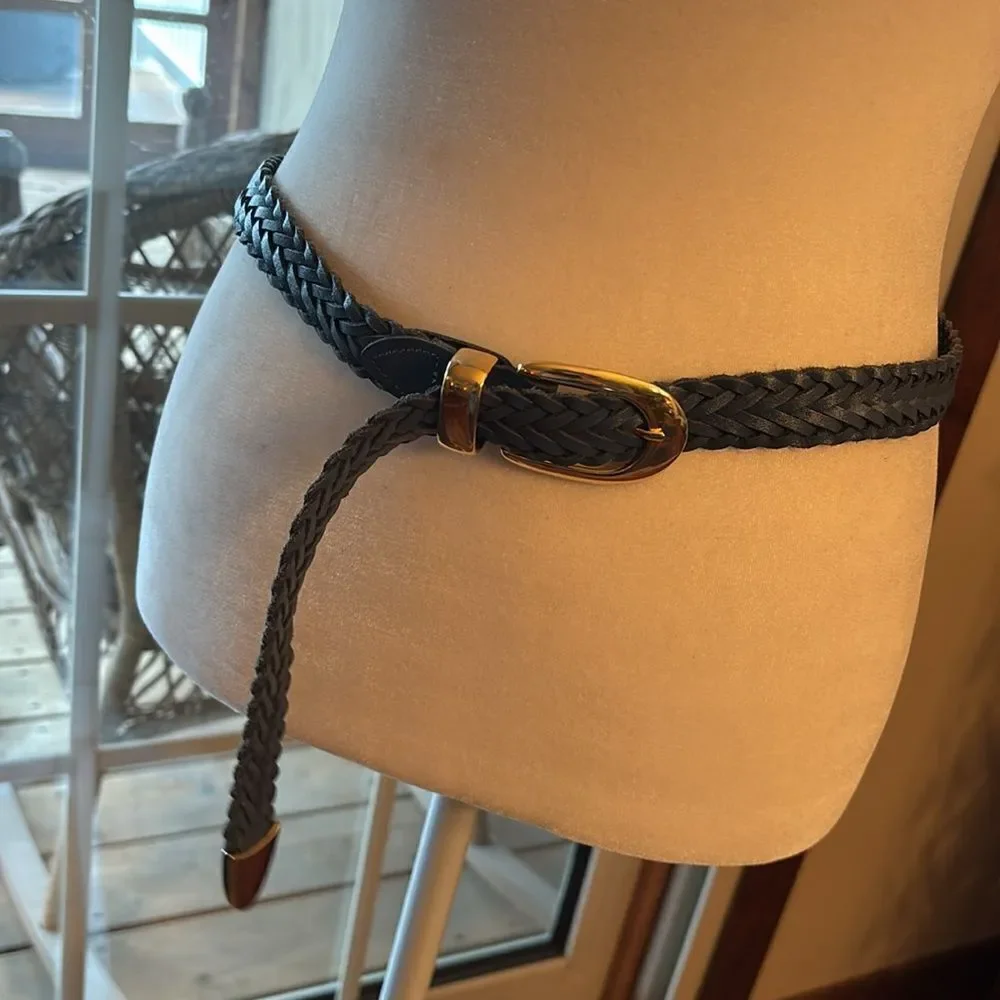 Vintage Capezio Braided Leather Belt (Blue) - M/L